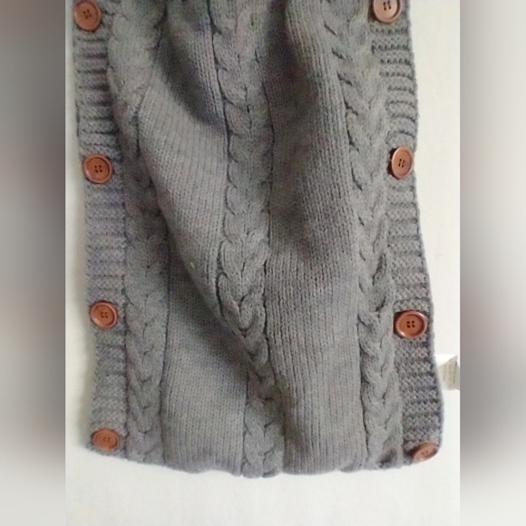 Newborn Baby Swaddle Blanket Knit Classic Preppy Cozy With Hood Gray - Picture 7 of 10